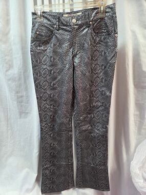 Paris Blues Metallic Snake Print Boot Cut Pants in Gray & Black